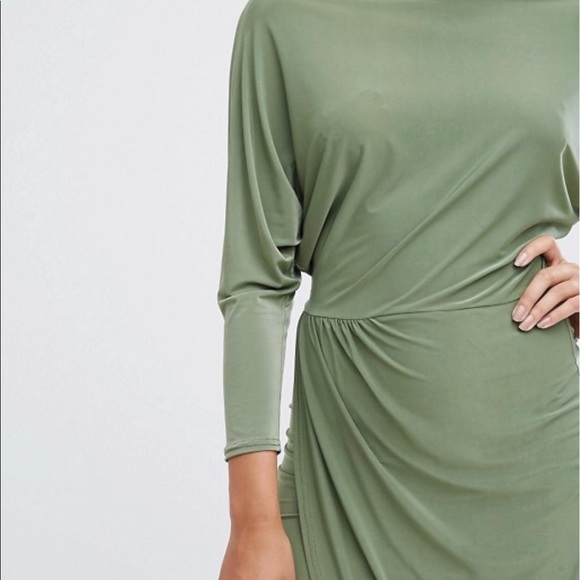 Club L Slashed Neck Midi Dress w/Wrap Skirt - Picture 4 of 5